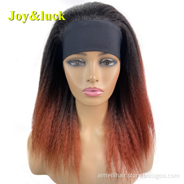 Wholesale Price High Temperature Resistant Fiber Synthetic Wigs For Black Women Long Straight Black Ombre Red Headband Hair Wigs